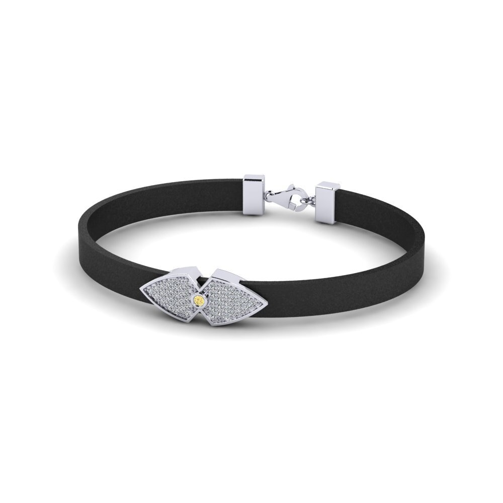 950 Palladium Yellow Diamond Men's Bracelet Farabitona