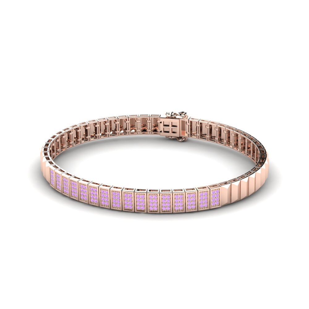 14ct Rose Gold Amethyst Men's Bracelet Grangont