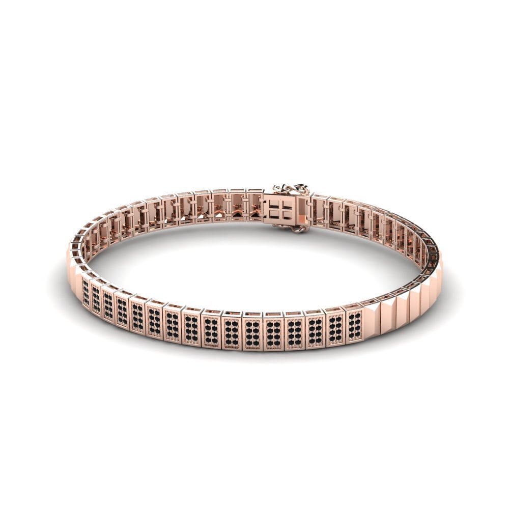 14ct Rose Gold Black Sapphire Men's Bracelet Grangont
