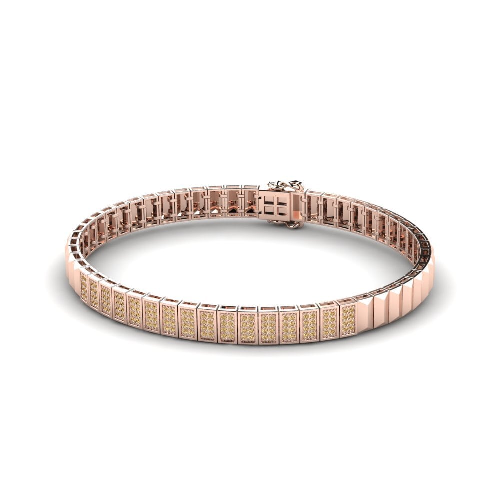 18ct Rose Gold Brown Diamond Men's Bracelet Grangont