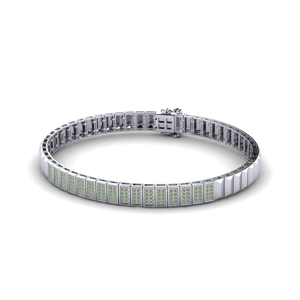 950 Palladium Green Diamond Men's Bracelet Grangont