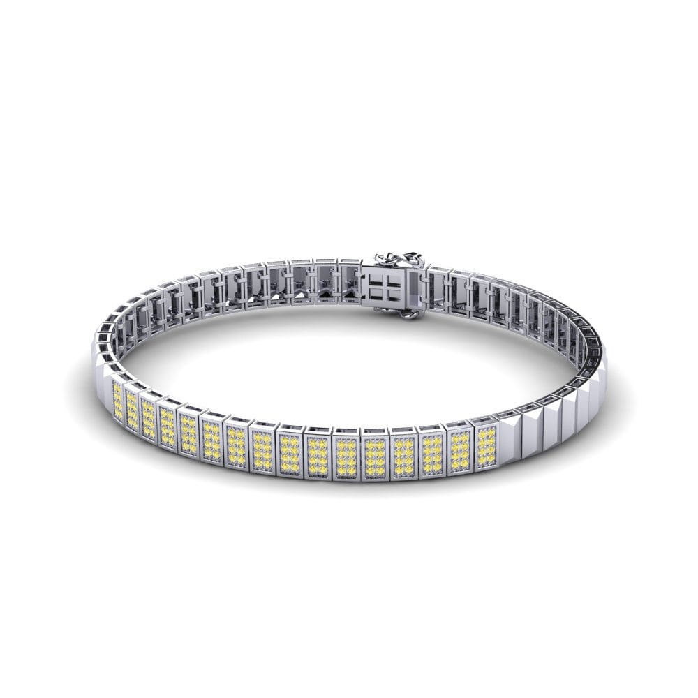 18ct White Gold Yellow Sapphire Men's Bracelet Grangont
