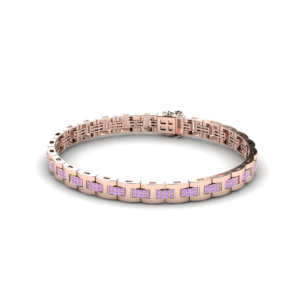 14ct Rose Gold Amethyst Men's Bracelet Holanset