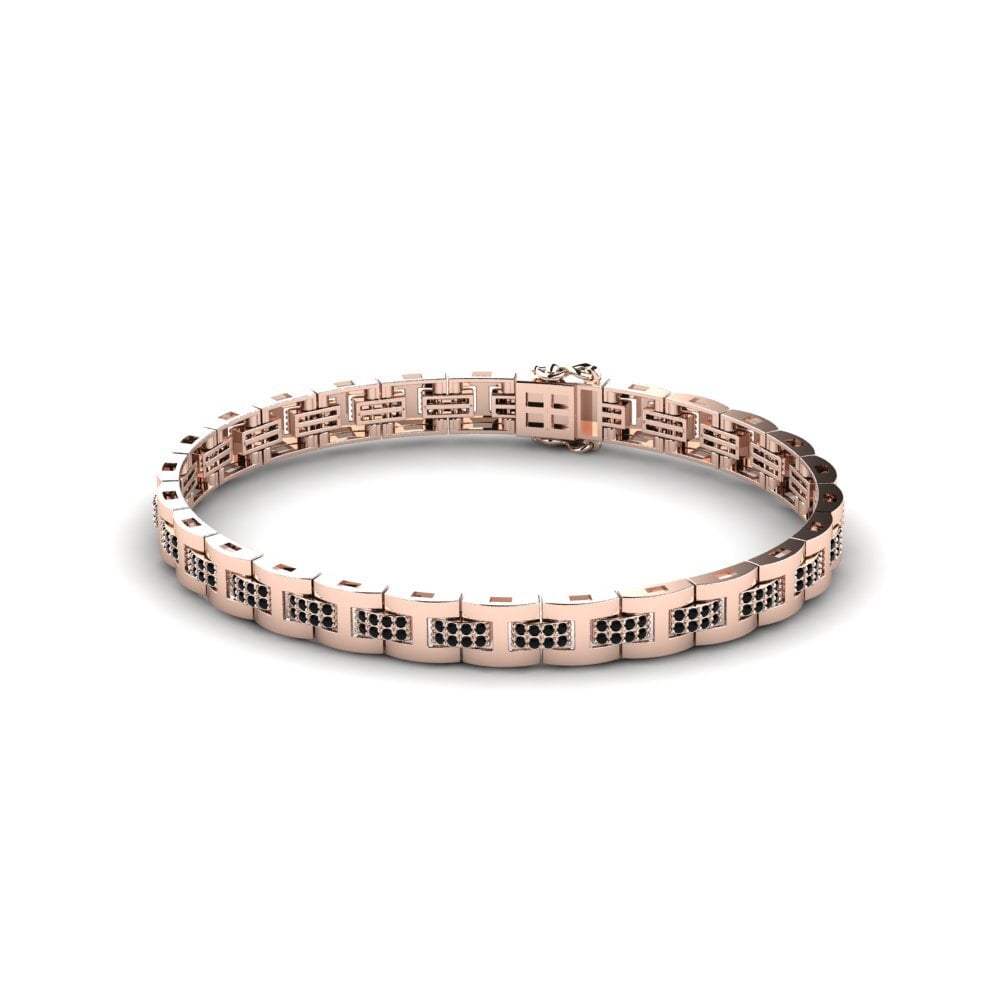 14ct Rose Gold Black Sapphire Men's Bracelet Holanset