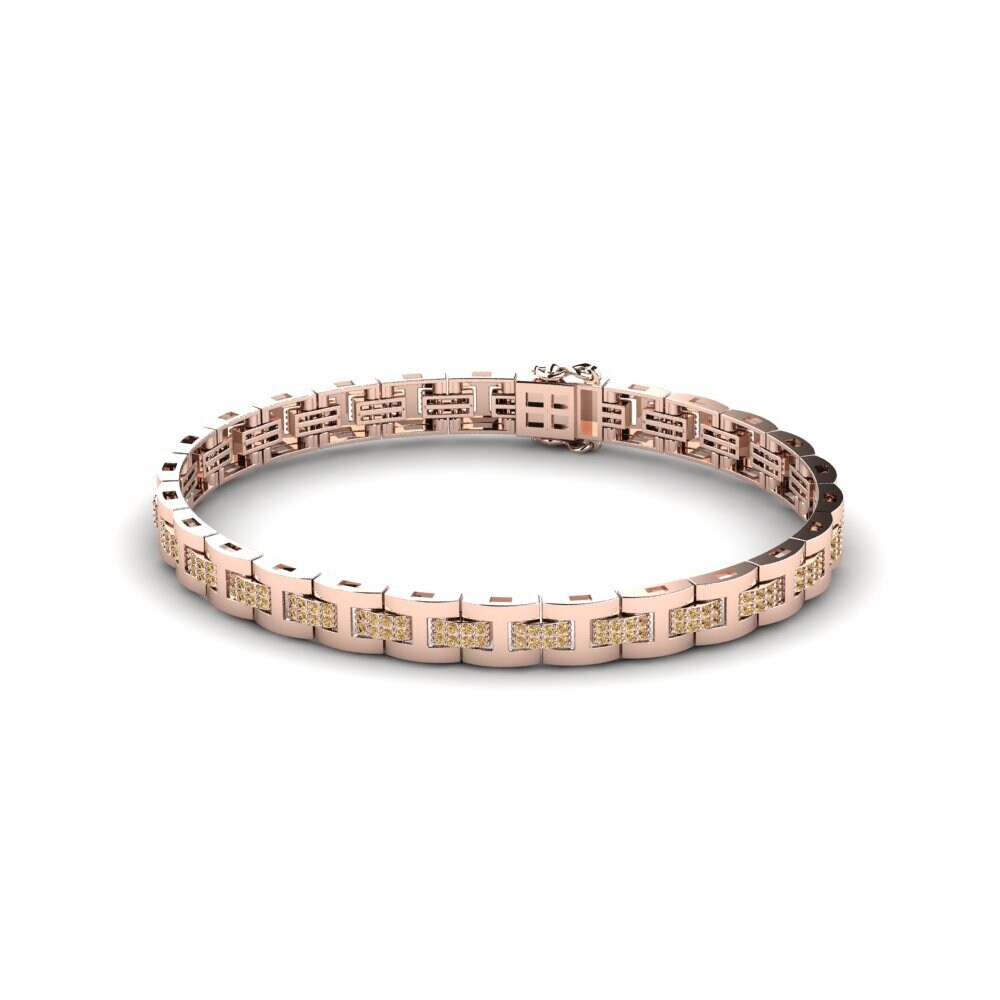 18ct Rose Gold Brown Diamond Men's Bracelet Holanset