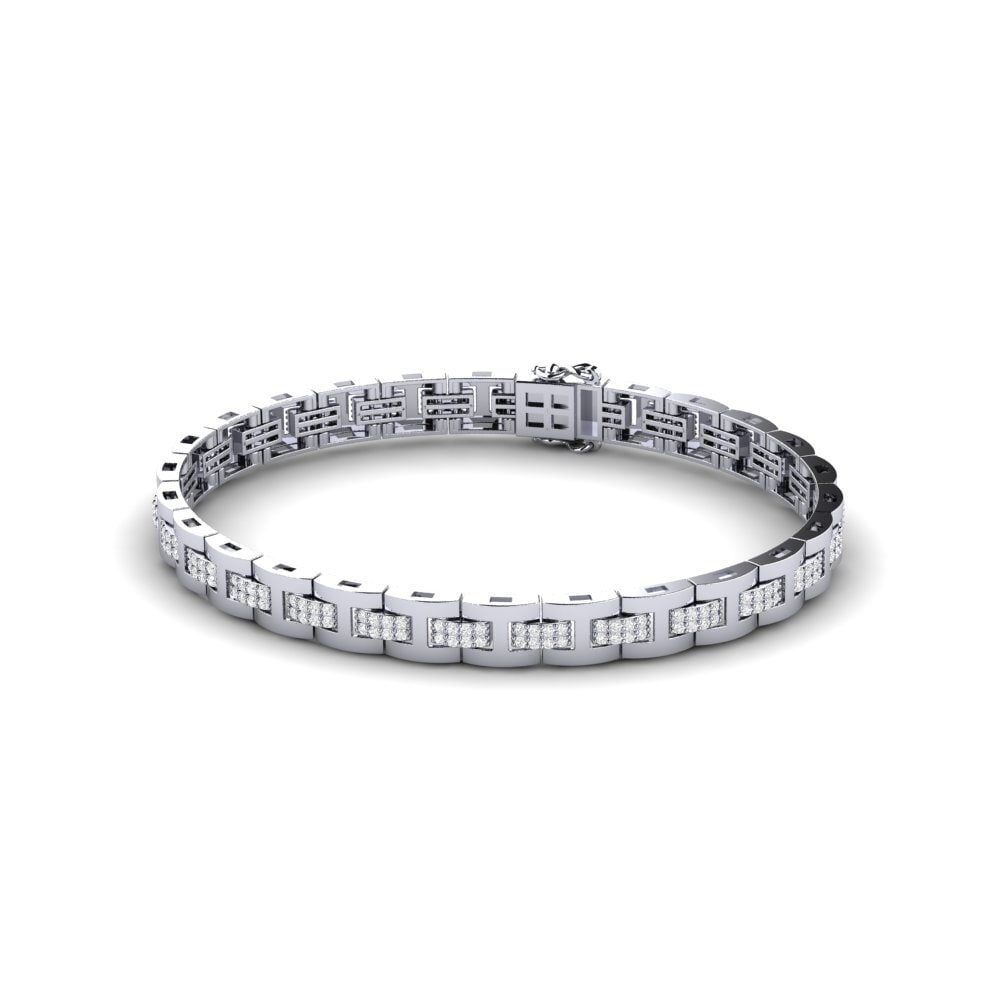950 Palladium White sapphire Men's Bracelet Holanset