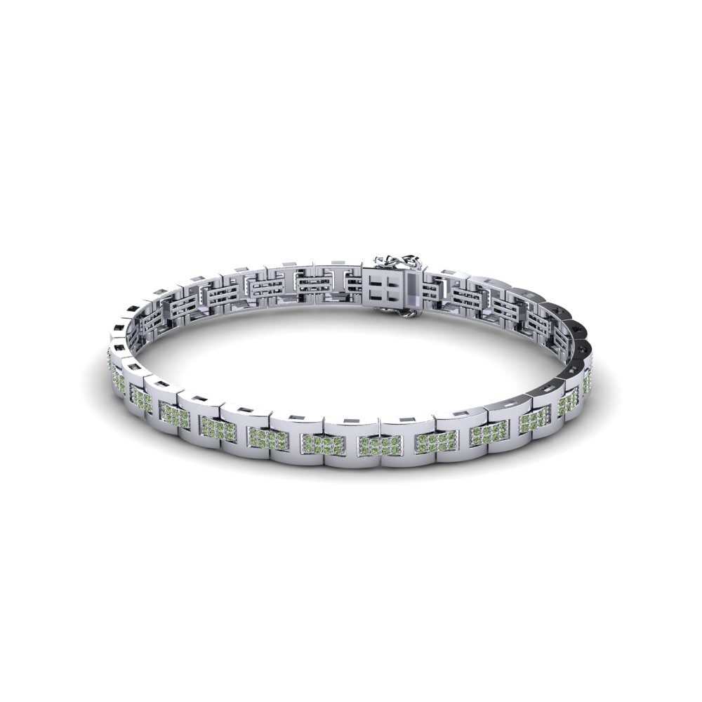 950 Palladium Green Diamond Men's Bracelet Holanset