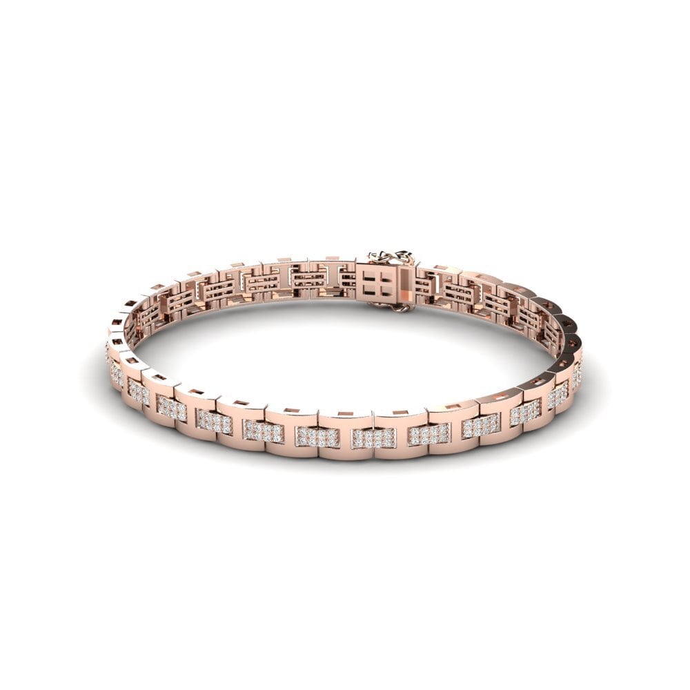 14K Rose Gold Moissanite Men's Bracelet Holanset