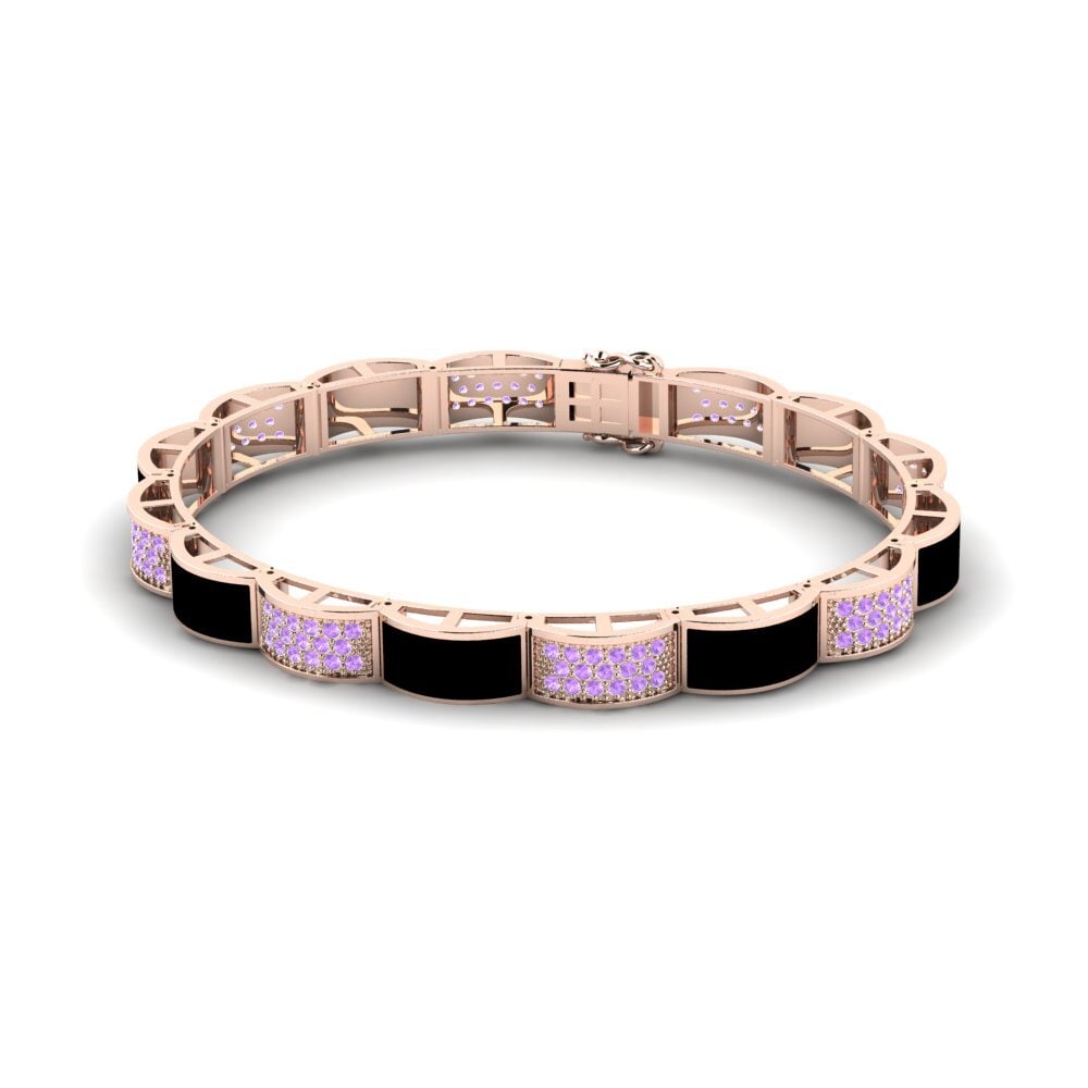 14ct Rose Gold Amethyst Men's Bracelet Leggere