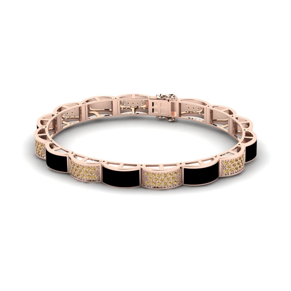 18ct Rose Gold Brown Diamond Men's Bracelet Leggere