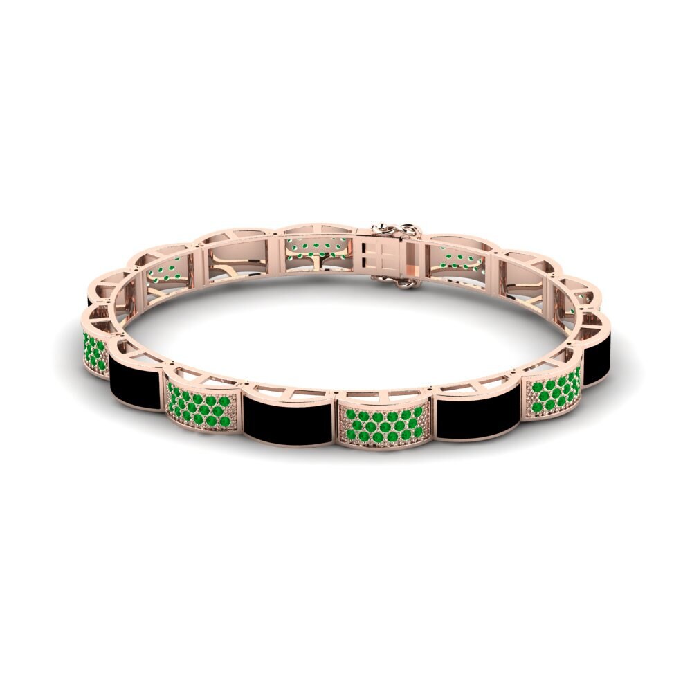 14ct Rose Gold Emerald Men's Bracelet Leggere