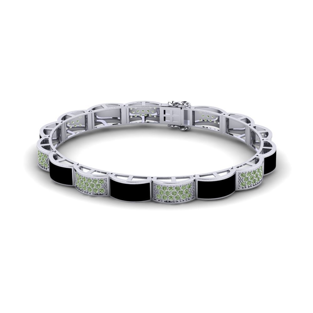 950 Palladium Green Diamond Men's Bracelet Leggere
