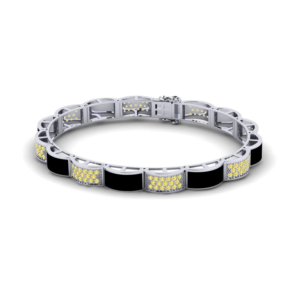 18ct White Gold Yellow Sapphire Men's Bracelet Leggere