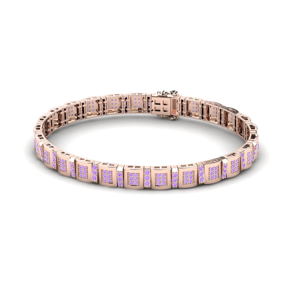 14ct Rose Gold Amethyst Men's Bracelet Misuraren