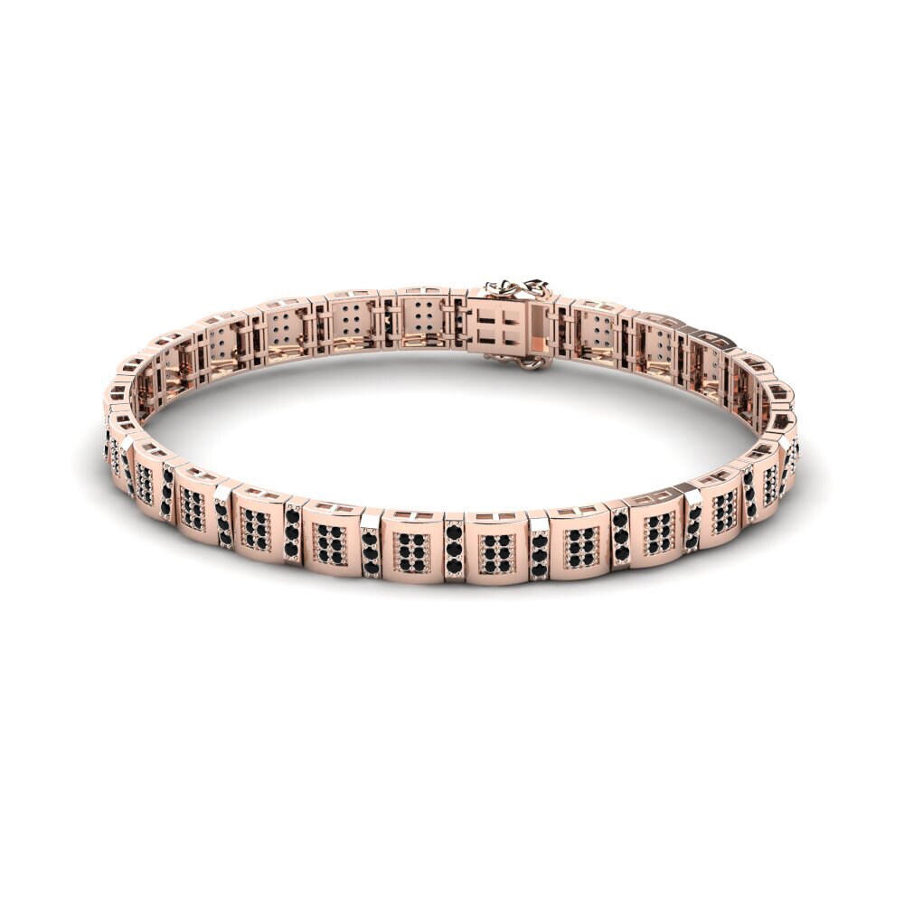14ct Rose Gold Black Sapphire Men's Bracelet Misuraren
