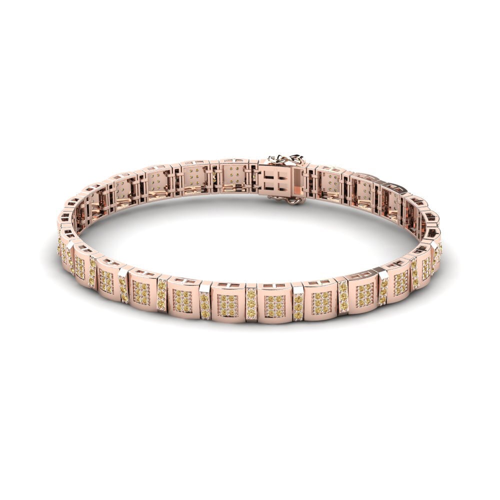 18ct Rose Gold Brown Diamond Men's Bracelet Misuraren