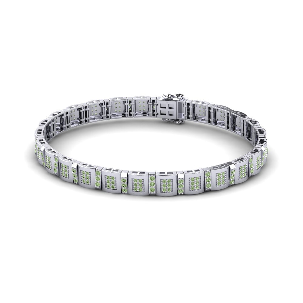 950 Palladium Green Diamond Men's Bracelet Misuraren