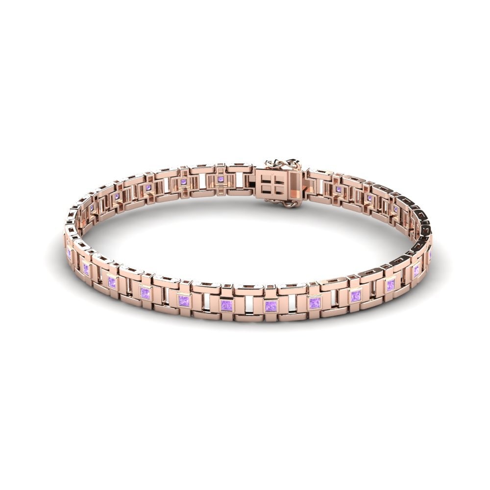 14ct Rose Gold Amethyst Men's Bracelet Negozio