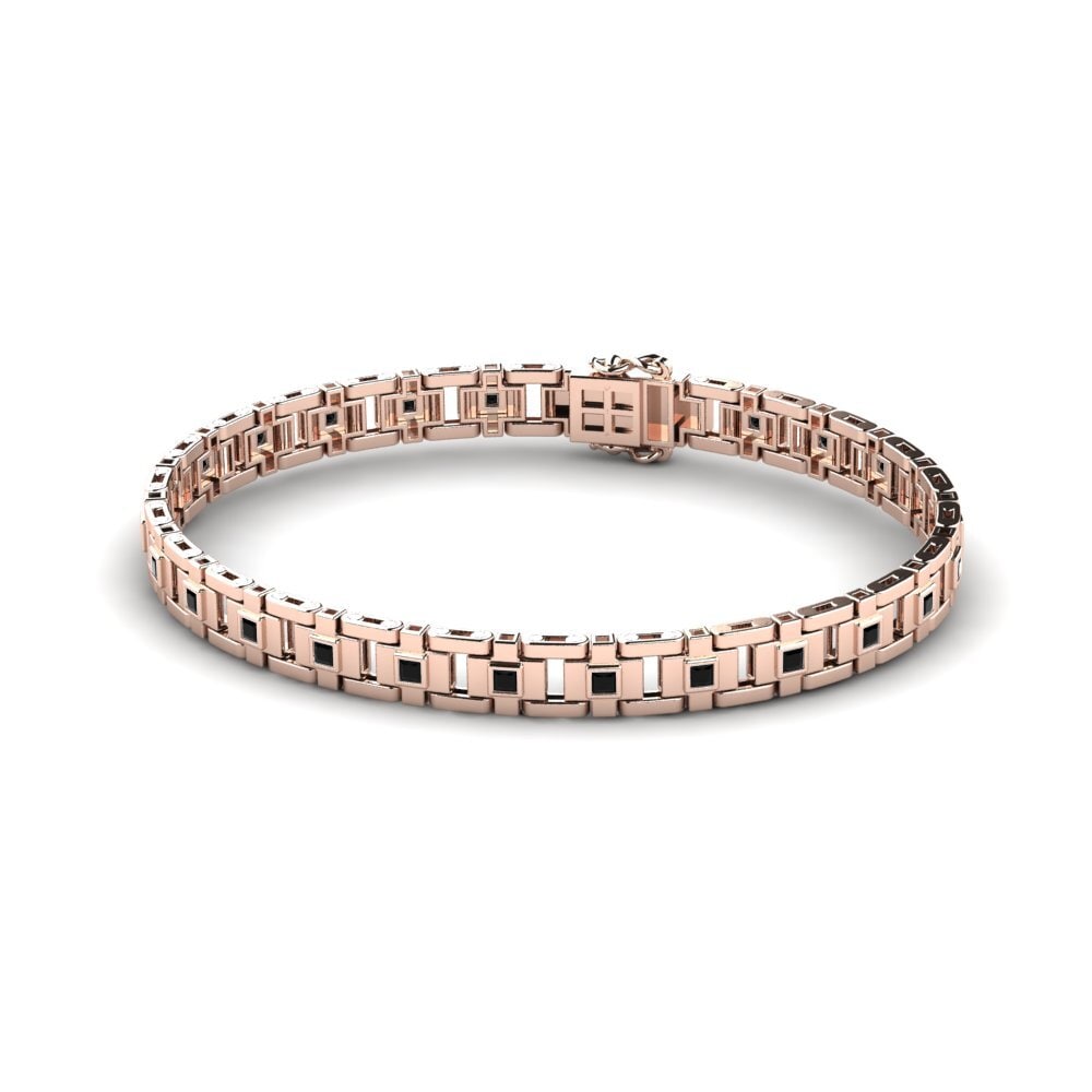 14ct Rose Gold Black Sapphire Men's Bracelet Negozio