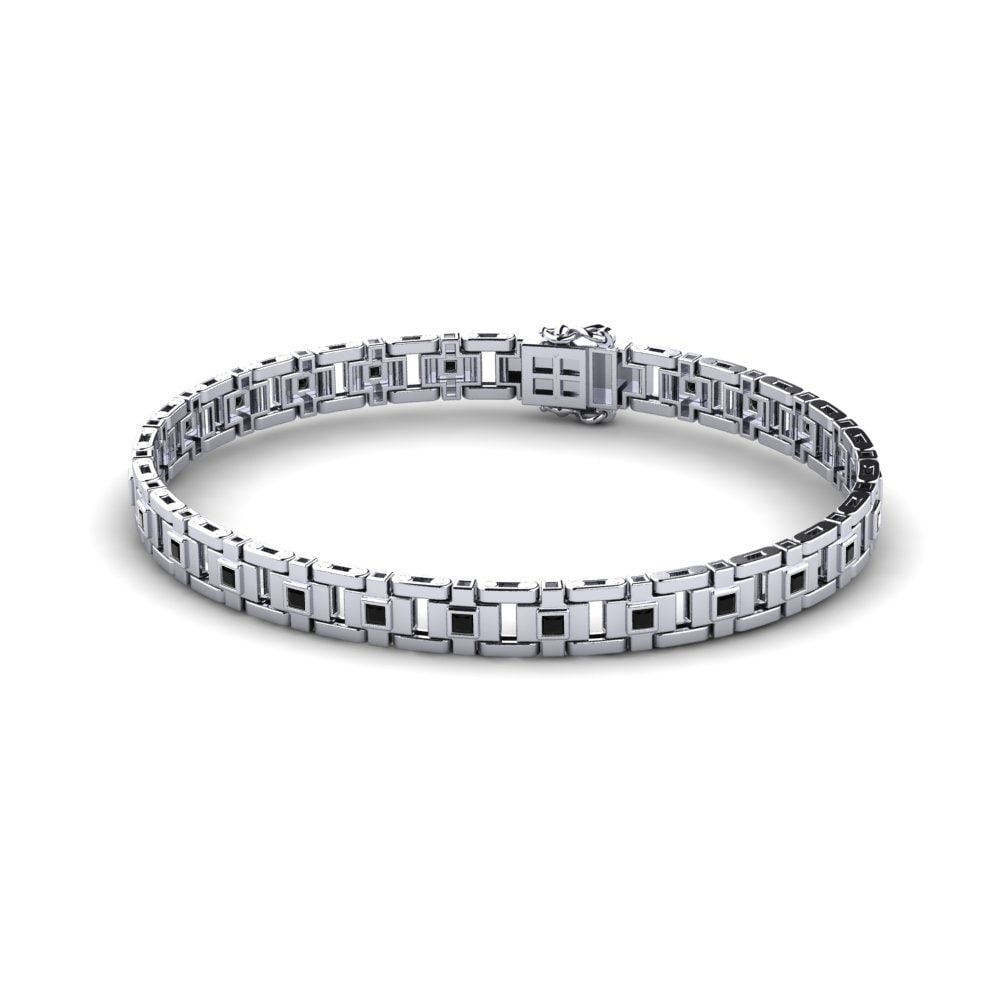 18ct White Gold Black Sapphire Men's Bracelet Negozio