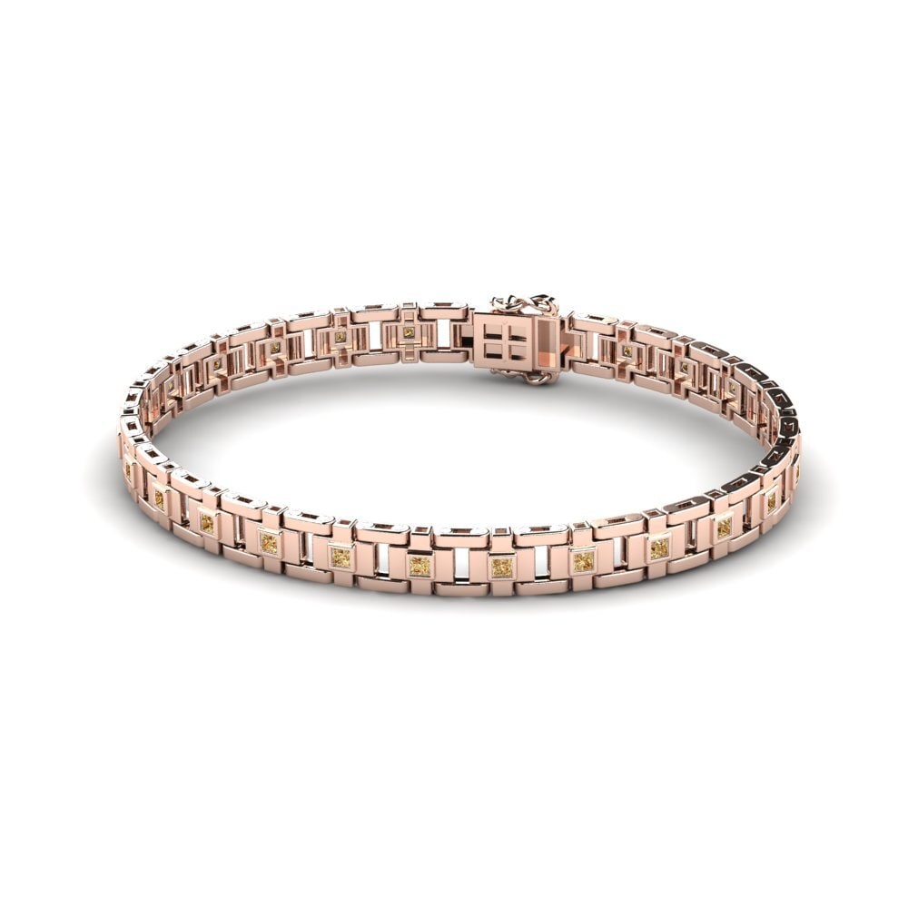 18ct Rose Gold Brown Diamond Men's Bracelet Negozio