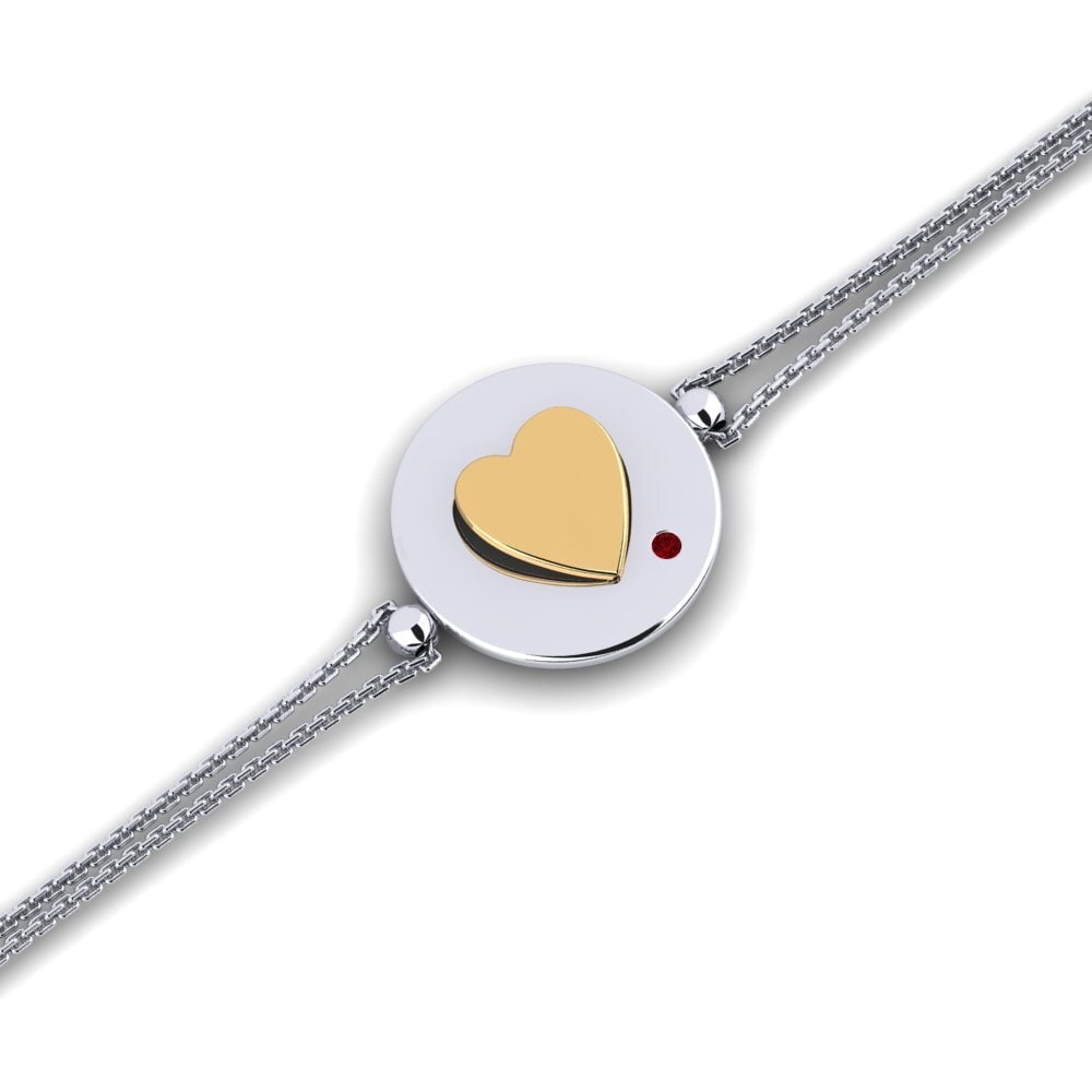9ct White & Yellow Gold Red Zirconia Women's Bracelet Maqui