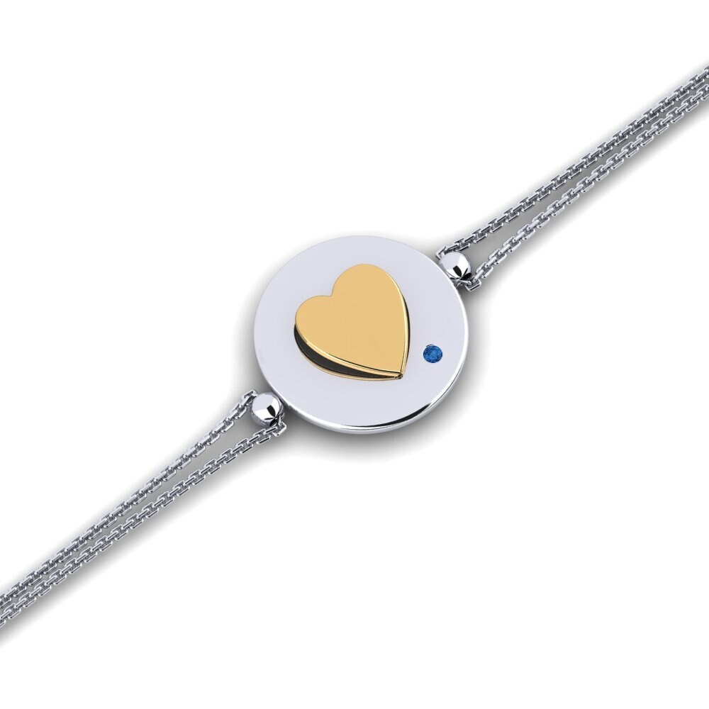 14ct White / Yellow Gold Dark Blue Zirconia Women's Bracelet Maqui