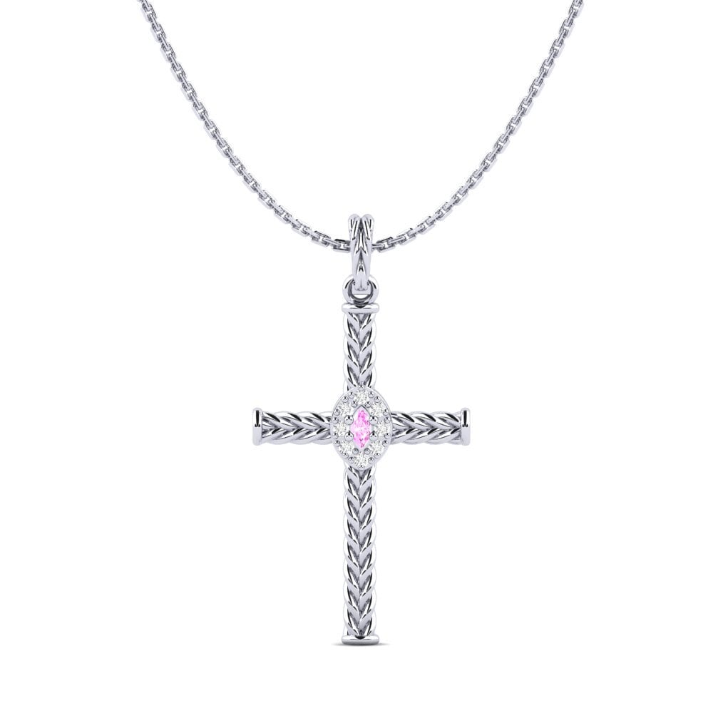 950 Platinum Pink Sapphire Women's Pendant Croes