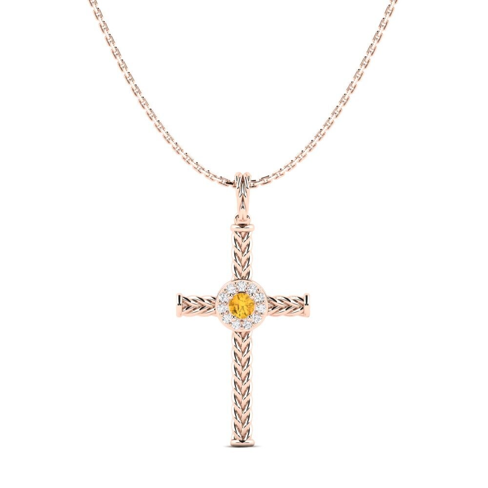 9ct Rose Gold Citrine Women's Pendant Kruco