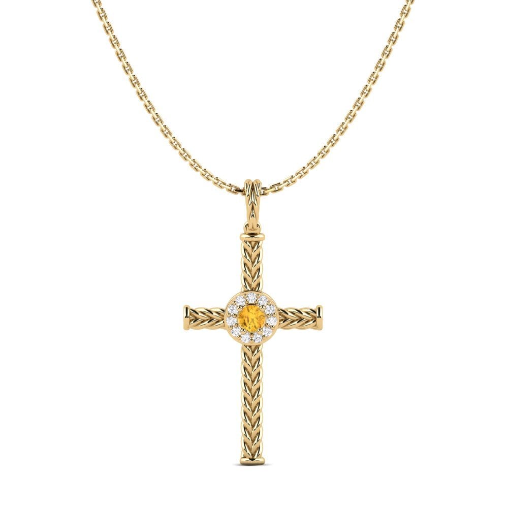 Ronde Citrine Pendentif pour femme Kruco