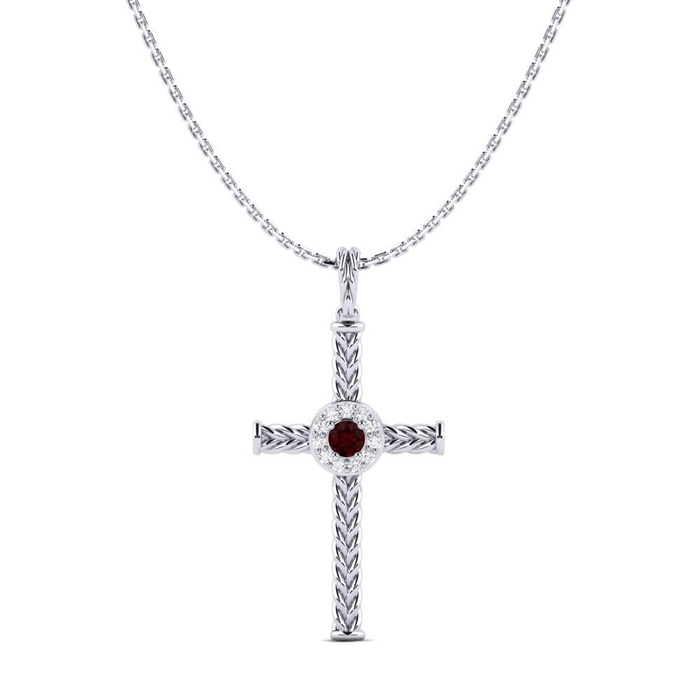 950 Platinum Garnet Women's Pendant Kruco