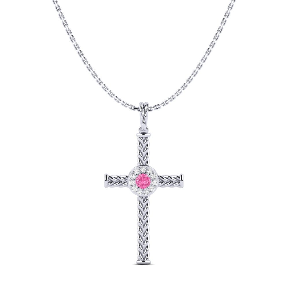 950 Platinum Pink Sapphire Women's Pendant Kruco