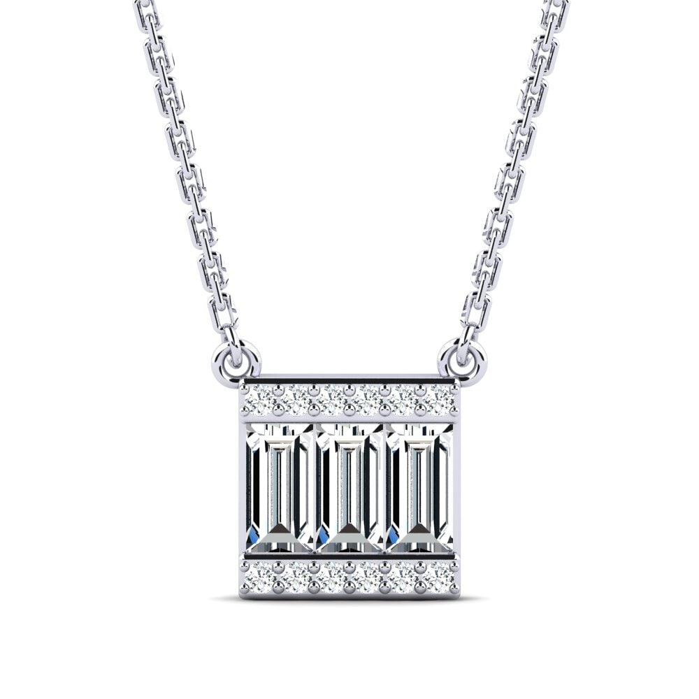 18k Oro Blanco Baguette Collar de Mujer Narquois