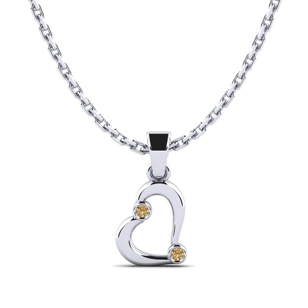 14k Oro Blanco Diamante café Colgante de Mujer Neurone