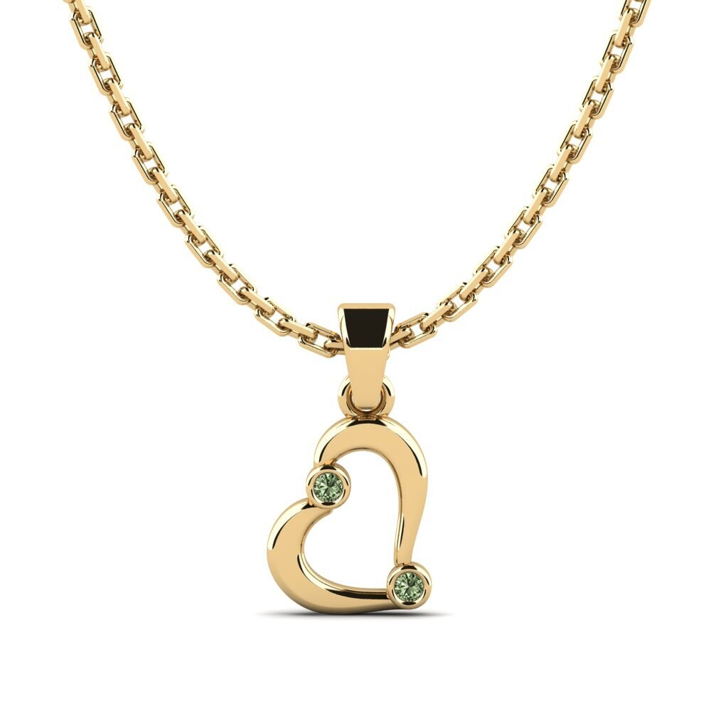 14k Oro Amarillo Diamante Verde Colgante de Mujer Neurone