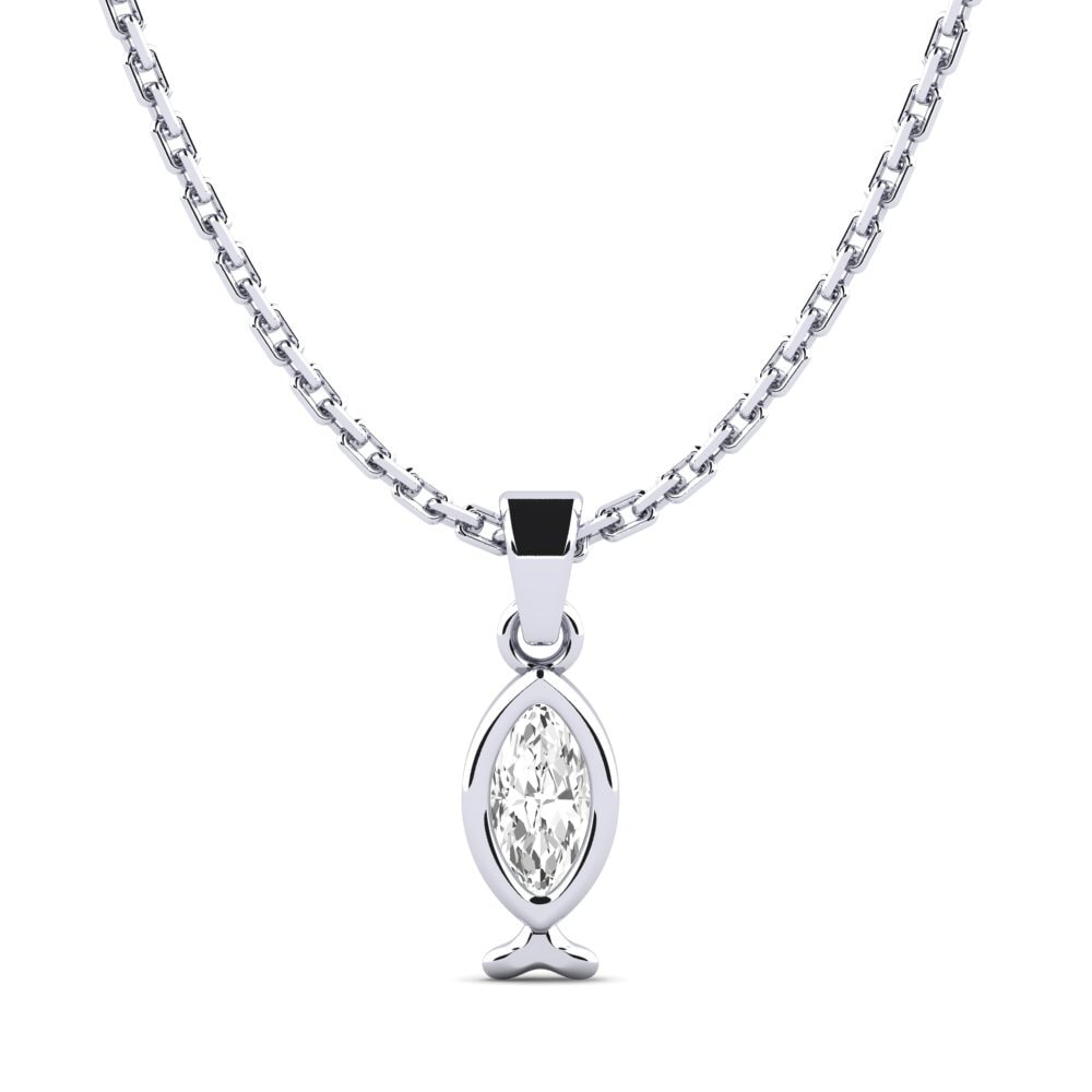 14k Oro Blanco Zafiro blanco Colgante de Mujer Noctam