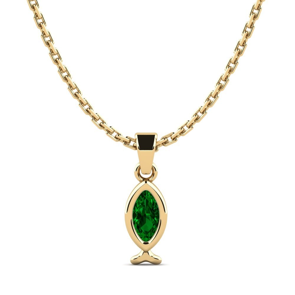 9k Oro Amarillo Circonita Verde Colgante de Mujer Noctam