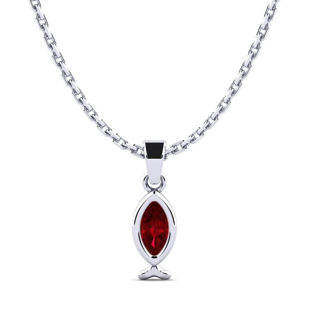 Platino 950 Circonita Roja Colgante de Mujer Noctam