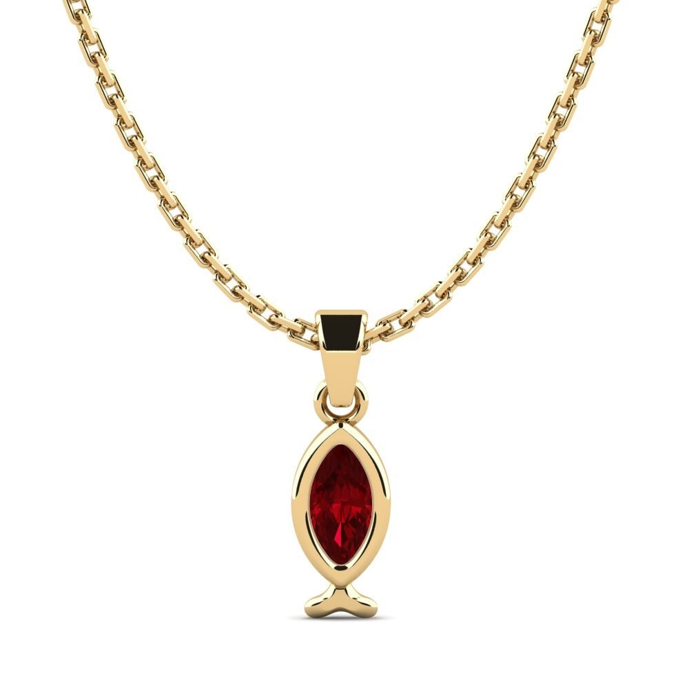 9k Oro Amarillo Circonita Roja Colgante de Mujer Noctam