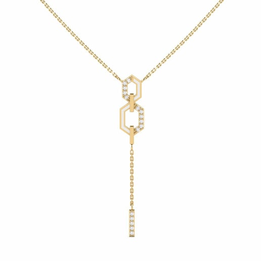 Necklace Blackash 585 Yellow Gold & White Sapphire