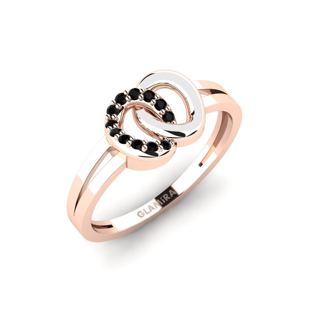 14k Oro Rosa Ónix Negro Anillo Espectacle