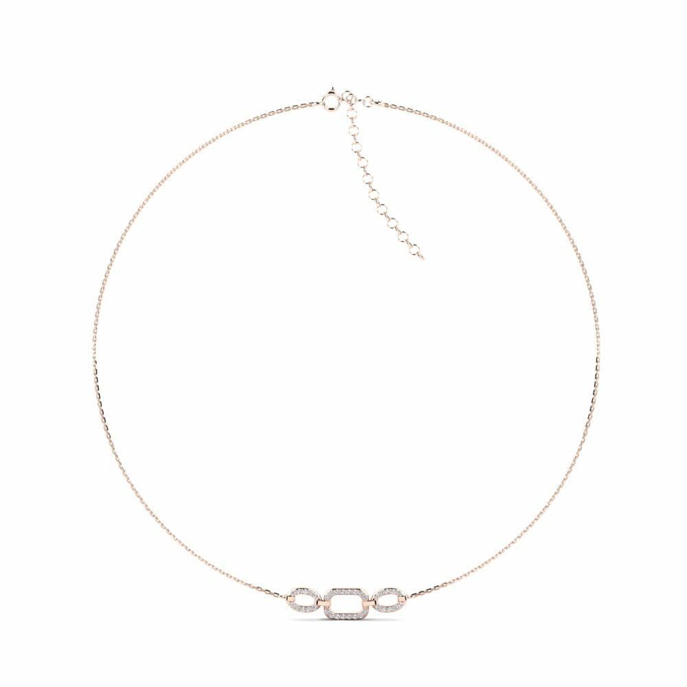 Vàng Hồng 18K Kim Cương Nhân Tạo Dây chuyền choker nữ Geesinimo
