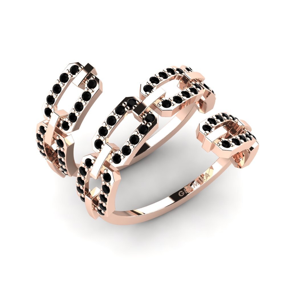 14k Oro Rosa Ónix Negro Anillo Miracol