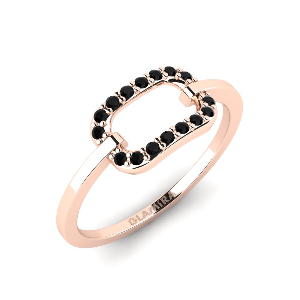14k Oro Rosa Ónix Negro Anillo apilable Sapnis