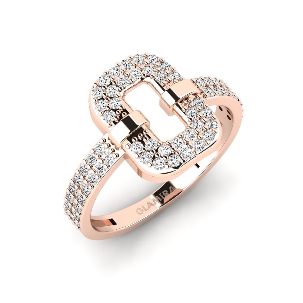 14k Oro Rosa Moissanita Anillo Sentido