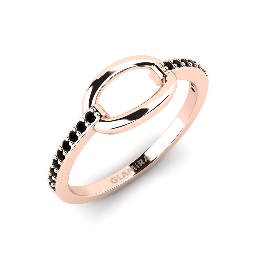 14k Oro Rosa Ónix Negro Anillo apilable Smita