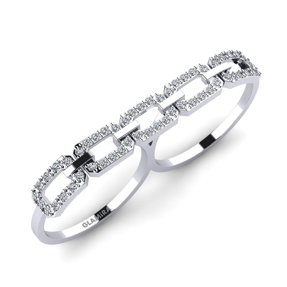 14k Oro Blanco Circonita Anillo Ajaib