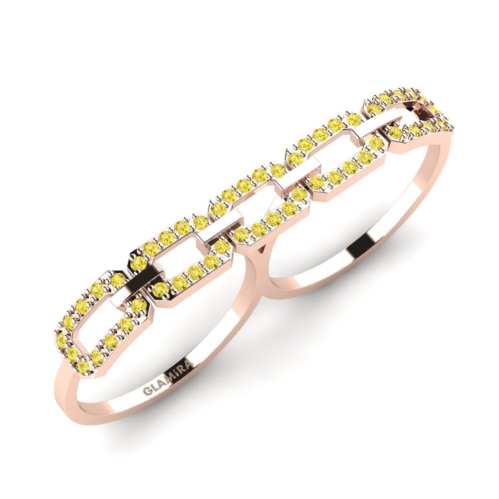 9k Oro Rosa Zafiro amarillo Anillo Ajaib