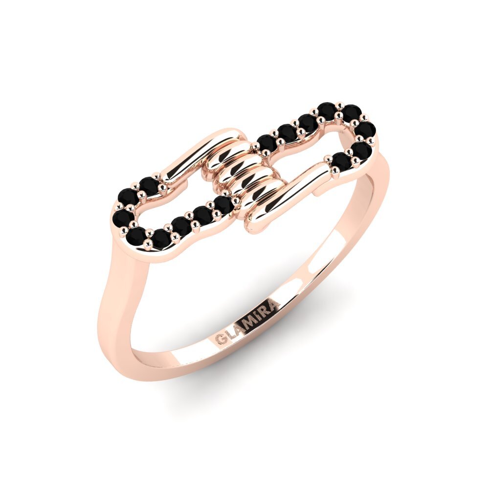 14k Oro Rosa Ónix Negro Anillo Assemblage