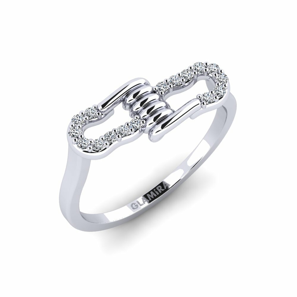 14k Oro Blanco Circonita Anillo Assemblage
